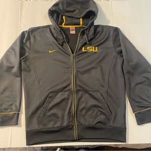 Nike Team LSU Tigers Therma Fit Full Zip Hoodie Jacket Gray Men’s Large L